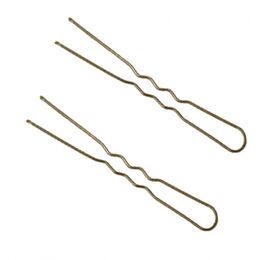 Шпильки для волос волнистые тонкие TICO Professional 300629 - Золотистые (длина 50 мм, вес 200 грамм)